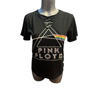 Pink Floyd black lace up band t shirt Small